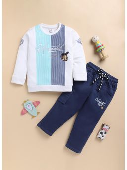 Toonyport - Boys Stripes Sweatshirt with Trouser- Navy Blue and White