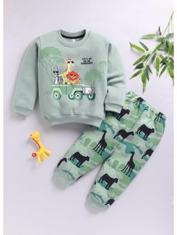 Toonyport - Boys Graphic Sweatshirt with Joggers- Olive