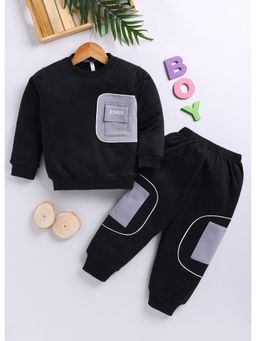Toonyport - Boys Colorblock Sweatshirt with Joggers- Black