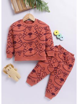 Toonyport - Boys Graphic Sweatshirt with Joggers- Rust