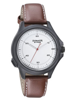 Sonata - White Leather Watch-7130PL01