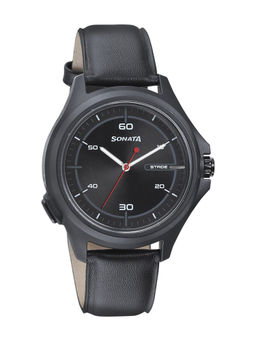 Sonata - Black Leather Watch-7130PL03