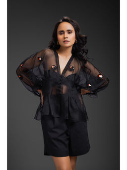 Deepika Arora - Black Top with Bustier (Set of 2)