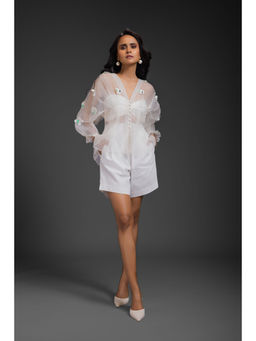 Deepika Arora - White Top with Bustier (Set of 2)