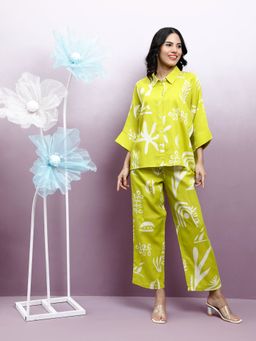 AAREIN - Green Shirt Collar Regular Sleeve Co-Ord (Set of 2)