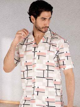 BOTABOCHI - Mens Geometric Summer Print Half Sleeve Shirt