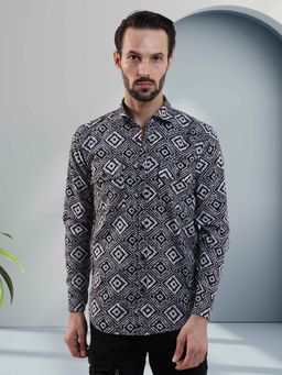 BOTABOCHI - Mens Full-Sleeve Jute Shirt with Tribal Print