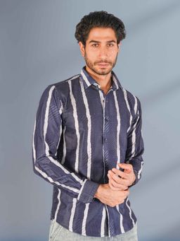 BOTABOCHI - Mens Stripes Knit Full Sleeve Shirt