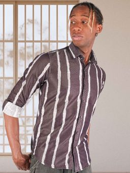 BOTABOCHI - Mens Stripes Knit Long Sleeve Shirt