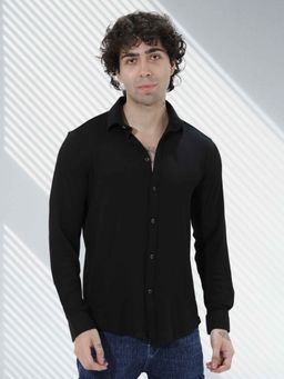 BOTABOCHI - Mens Textured Black Full Sleeve Shirt