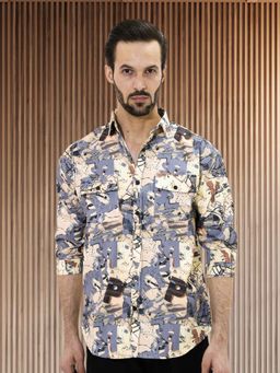 BOTABOCHI - Mens Quarter Sleeve Wrinkle-Textured Shirt