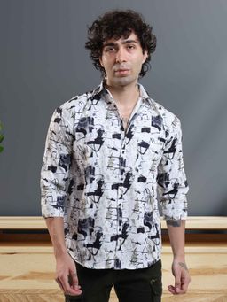 BOTABOCHI - Mens Cotton Dobby Printed Quarter Sleeve Shirt