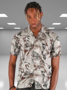 BOTABOCHI - Mens Half Sleeve Abstract Floral Print Shirt