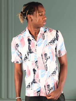 BOTABOCHI - Mens Summer Leaf Print Half Sleeve Shirt