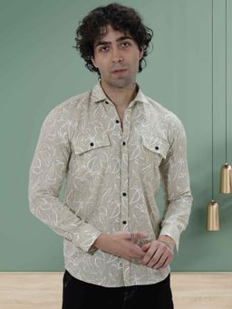 BOTABOCHI - Mens Full-Sleeve Floral Linen Blend Shirt