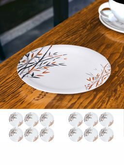 USHA SHRIRAM - Pack of 2 Melamine 6 Plate Set of Each- Round- Yellow Bamboo Round