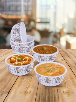 USHA SHRIRAM - Pack of 2 Melamine 6 Veg Bowl Set of Each-Round- Yellow Bamboo Round