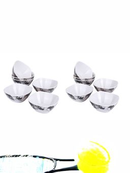 USHA SHRIRAM - Pack of 2 Melamine 6 Veg Bowl Set of Each-Square Grey Flower Square