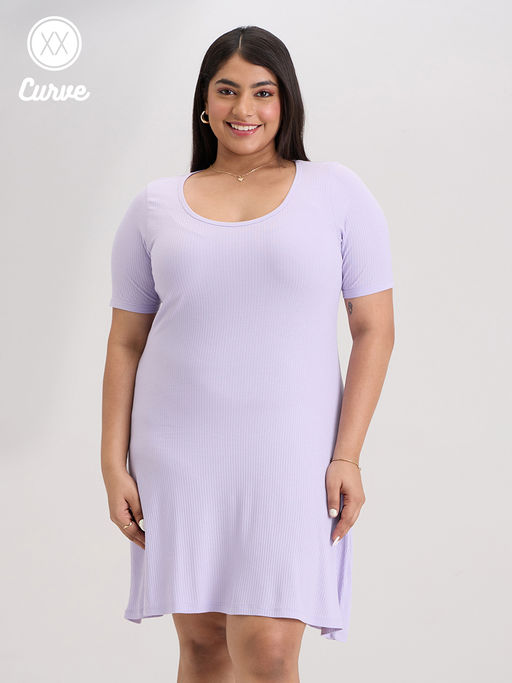 open lace back dress Amanda Purple Lace Panel Ribbed Knit Maxi Dress, L / Purple