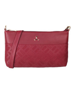 Metro - Maroon Printed Leather Sling And Cross Bag