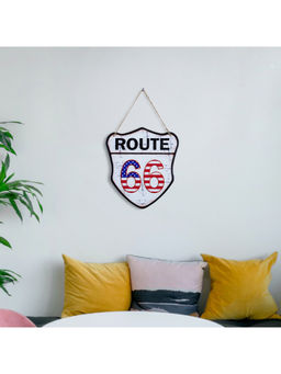 HomeTown - Route 66 Metal Badge Wall Decor In White