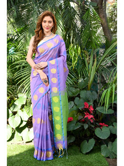 Beatitude - Lavender Handloom Cotton Silk Saree with Unstitched Blouse
