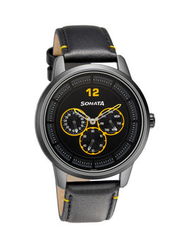 Sonata - Black Leather Watch -7139NL01