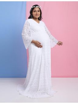 The Mom Store - White Sweet Morning Dew Lace Maternity Photoshoot Gown