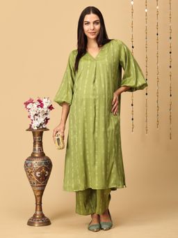 The Mom Store - Green Maternity Nursing Kurta with Pant (Set of 2)