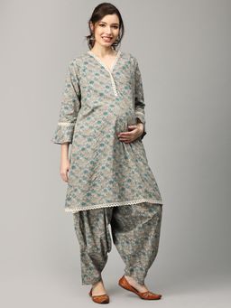 The Mom Store - Grey Shade Lady Maternity Nursing Kurta with Salwar (Set of 2)
