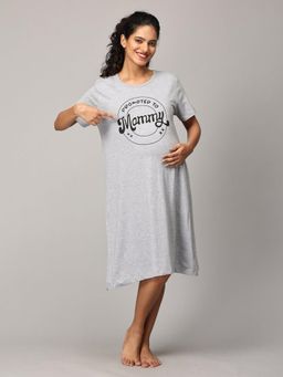 The Mom Store - Grey Promoted To Mummy Oversized Maternity T-Shirt Dress