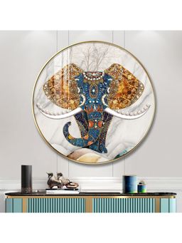 The Next Decor - Majestic Elephant Wood Glass Finish Round Wall Art