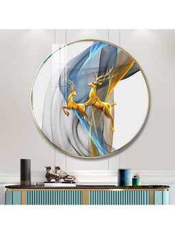 The Next Decor - Majestic Deer Wood Glass Finish Round Wall Art
