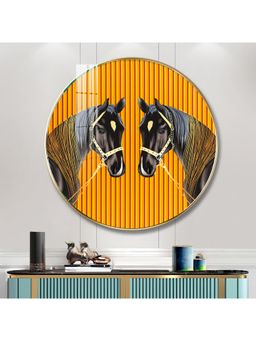 The Next Decor - Couple Horse Wood Glass Finish Round Wall Art
