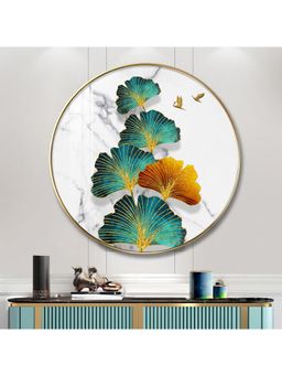 The Next Decor - Leaf Of Serenity Wood Glass Finish Round Wall Art