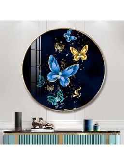 The Next Decor - Butterfly Haven Wood Glass Finish Round Wall Art
