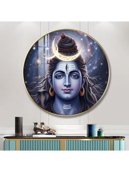 The Next Decor - Shiva Blessing Wood Glass Finish Round Wall Art