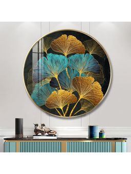 The Next Decor - Golden Artwork Wood Glass Finish Round Wall Art