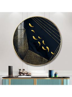The Next Decor - Golden Artwork Wood Glass Finish Round Wall Art