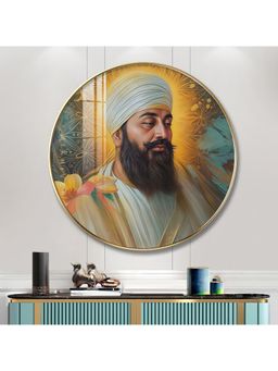 The Next Decor - Guru Tegh Bahadur Ji Wood Glass Finish Round Wall Art