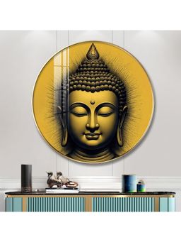 The Next Decor - Lord Buddha Blessing Wood Glass Finish Round Wall Art