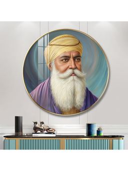 The Next Decor - Guru Nanak Ji Wood Glass Finish Round Wall Art