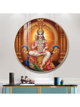 The Next Decor - Divine Lord Murugan Wood Glass Finish Round Wall Art