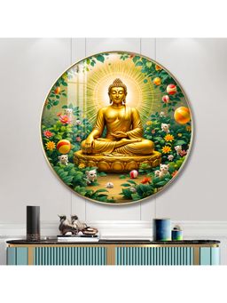The Next Decor - Zen Harmony Of Buddha Wood Glass Finish Round Wall Art