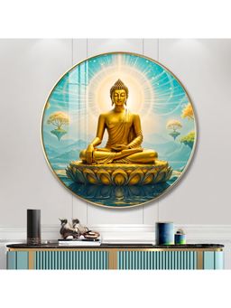 The Next Decor - Serene Sunlit Buddha Wood Glass Finish Round Wall Art