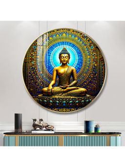 The Next Decor - Harmony Buddha Mural Wood Glass Finish Round Wall Art