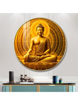 The Next Decor - Radiant Buddha Wood Glass Finish Round Wall Art