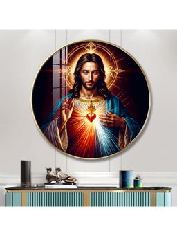 The Next Decor - Sacred Presence Of Jesus Wood Glass Finish Round Wall Art