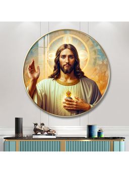 The Next Decor - God Jesus Modern Wood Glass Finish Round Wall Art
