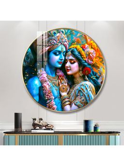 The Next Decor - Shree Krishna Harmony Wood Glass Finish Round Wall Art